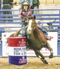 Emilee Charlesworth of Marathon competes at the 2023 Comanche Springs Rodeo. Action for the 2024 CSR begins tonight with free rodeo slack at 6 p.m. at the Pecos County Coliseum. File photo by Shawn Yorks