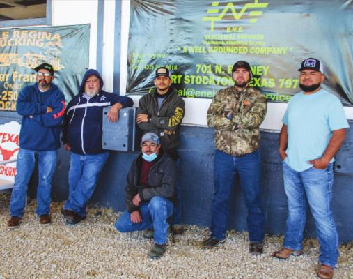 E.N.E. Electrical Services played an important role in getting power to the Focused Care Nursing Home in Fort Stockton on Monday, Feb. 15, all by way of volunteering. Pictured is E.N.E. Electrial Services employee, Edgar Espinal, owner Oscar Franco, Juan Ruiz, Reynol Zuniga, Luis Saenz, Miguel Lopez. Photo by Nathan Heuer