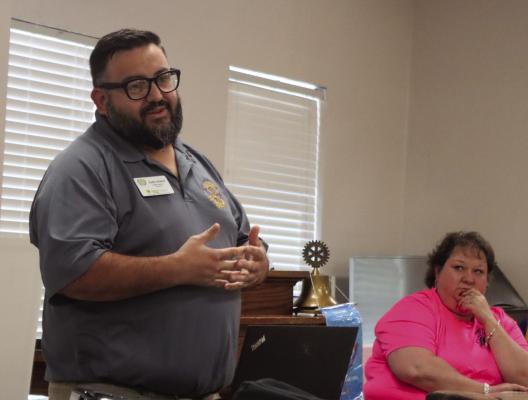 Andres Madrid tells the Fort Stockton Rotary Club about his trip to the Rotary International Convention in Melbourne, Australia in May. Photo by Shawn Yorks