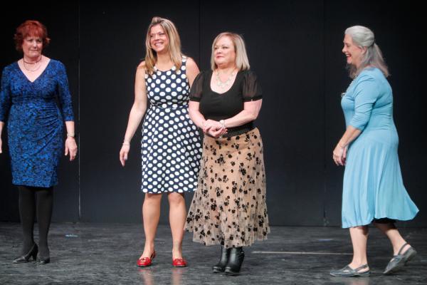 Fort Stockton Community Theatre’s “Rude Awakenings” cast received a round of applause from a crowd of over 30 people on Feb. 17 during a practice run of their show at FSCT. Pictured from left to right: Laura McKenzie, Pam Palileo, Kathy Montanez, Penny Smith. Photo by Nathan Heuer