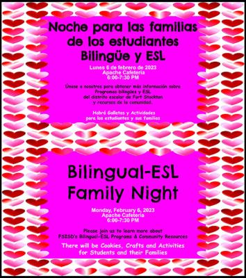 Bilingual-English as a Second Language Family Night Graphic
