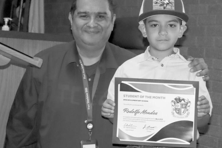 Rodolfo Mendez was honored as the Apache Elementary School Student of the Month.