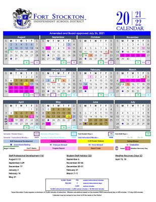 FSISD School Calendar 2021-2022 School Year