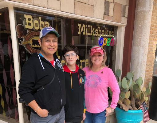 Hayden and Vikki stayed in Fort Stockton for a night while traveling to Fort Davis. The family of three strolled the Main Street storefronts and later visited the historic fort grounds. Photo by Jeremy Gonzalez